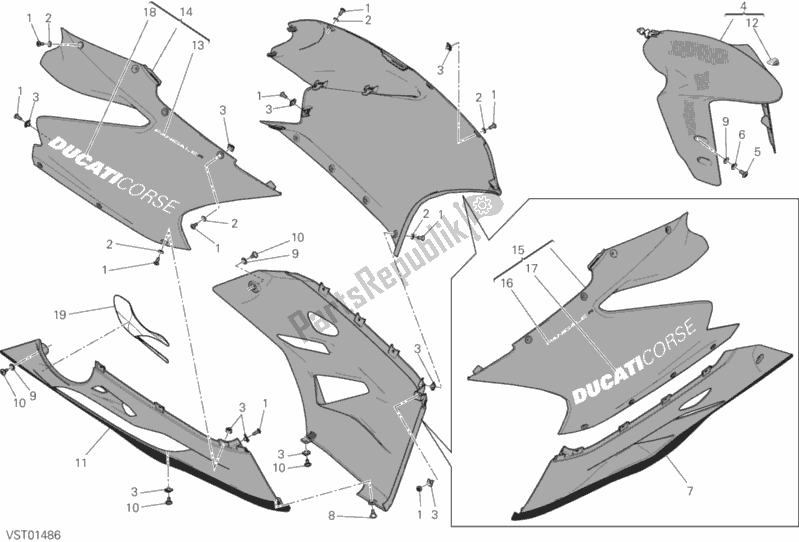Tutte le parti per il Carenatura del Ducati Superbike Panigale R 1199 2015